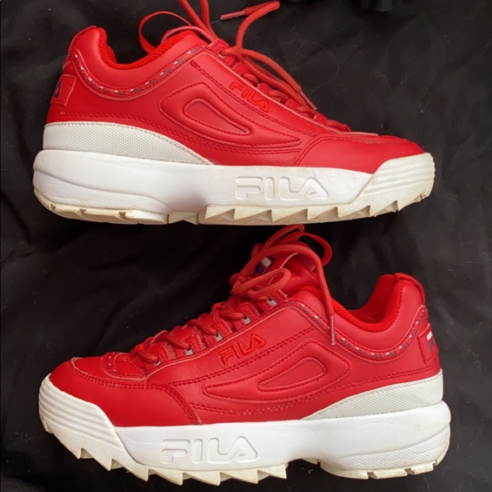 Red FILA sneakers